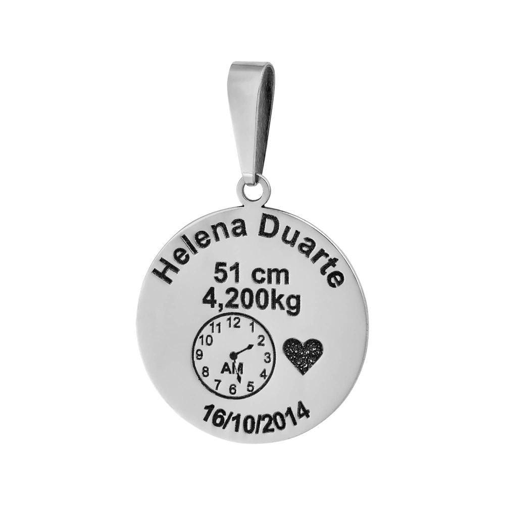 Pingente Aço Mandala Nascimento Coração 27mm