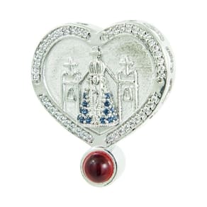Pingente Prata Neo Crystal Coração NSra. Aparecida 28x24mm