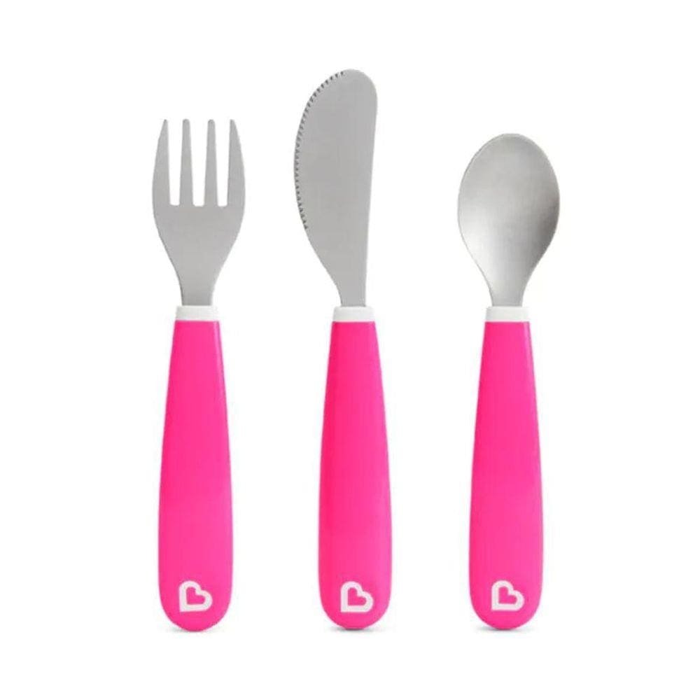 Kit De Talheres Em Inox Rosa - Munchkin