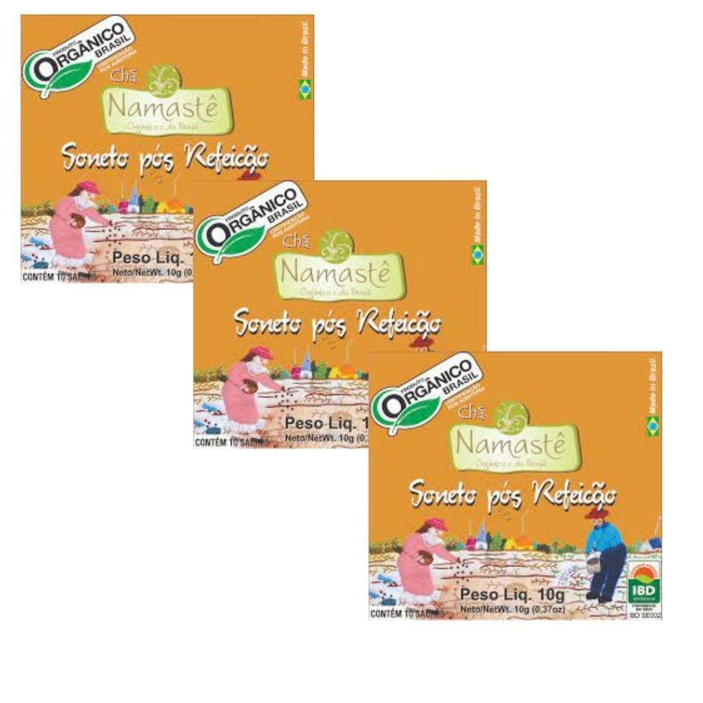 Kit 3cx Chá Pós Refeição - Carqueja, Hortelã, Cidreira, Erva-Doce, Hibisco - Orgânico Sachê - Namastê