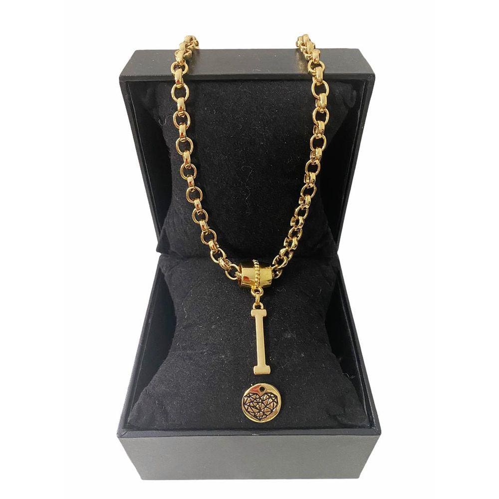 Colar Feminino Elo Português Grosso 6mm Letra "I"