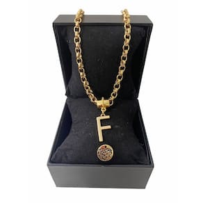 Colar Feminino Elo Português Grosso 6mm Letra "F"