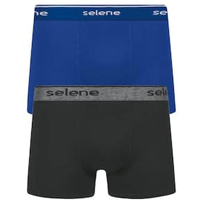 Cueca Boxer  Masculina Cós Personalizadocom 2 Peças Algodão Naval