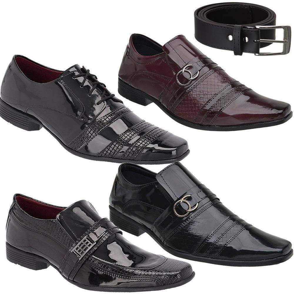 Kit 3 pares sapato social masculino verniz confortavel leve san lorenzo |  Ponto