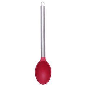 Colher De Silicone Inox Vermelha Utensílios Cozinha 6x33cm