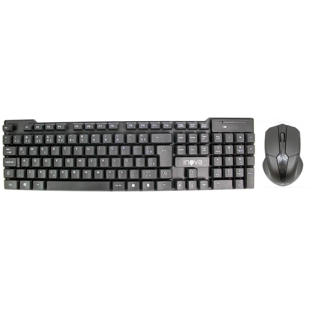 Kit Teclado Mouse Óptico 1200 Dpi Sem Fio 2.4G Receptor Nano