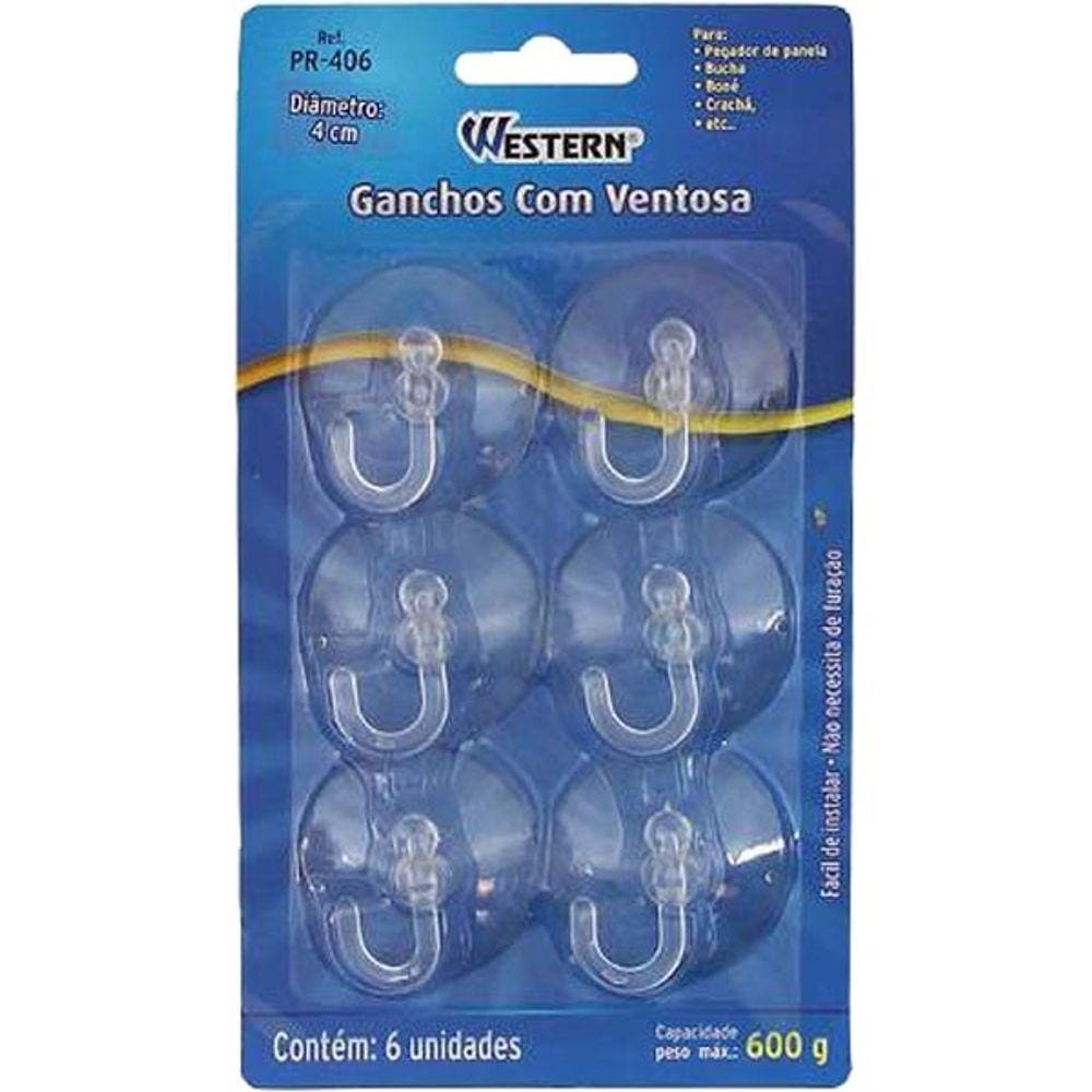 Gancho Com Ventosa Pvc Com 06Pc Pr-406