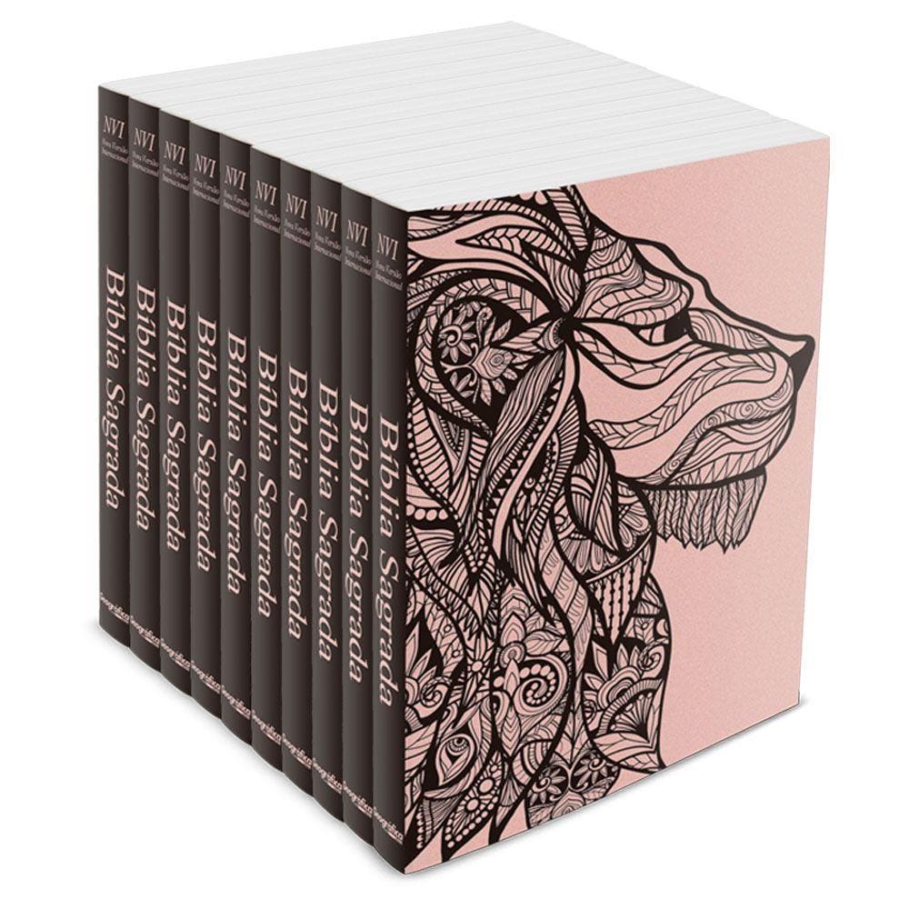 Kit com 10 Bíblias do Leão Rosa - Brochura - NVI
