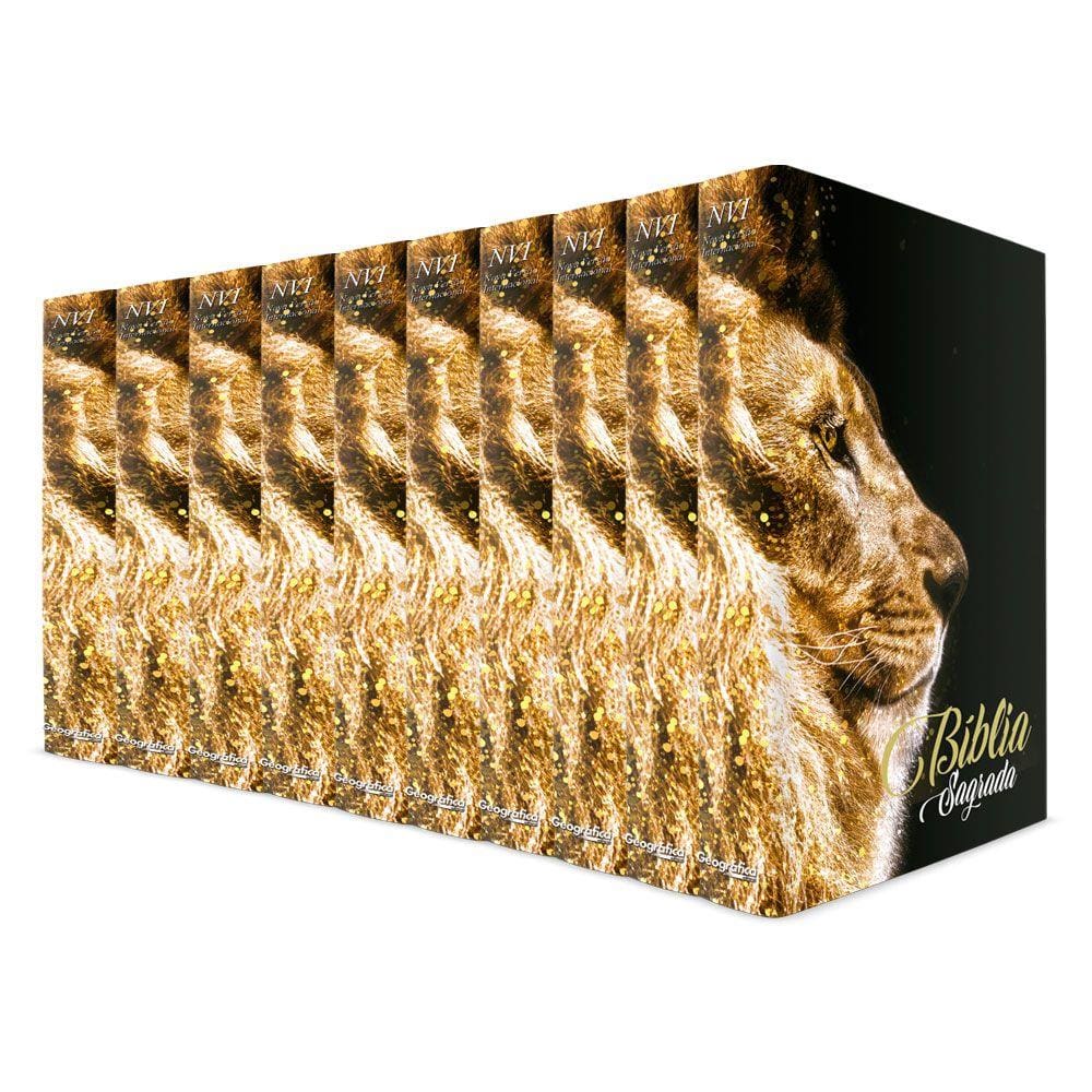 Kit com 10 Bíblias do Leão Ouro - Capa Dura - NVI