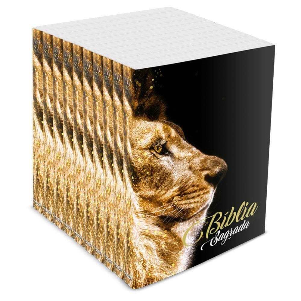 Kit com 10 Bíblias do Leão Ouro - Brochura - NVI