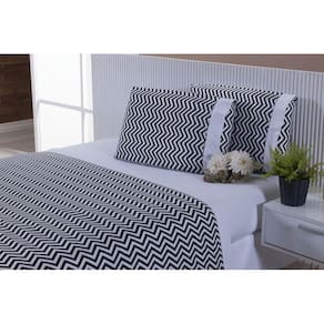 Jogo Lençol 4 Peças Cama Viúva(1,88m x 1,28m x 30cm) Percal 150 Fios Estampa de Chevron