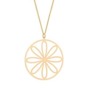 Colar Rommanel Banhado Ouro Pingente Grande Mandala Laranja