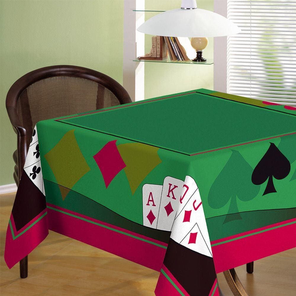 Toalha de Mesa Baralho Aveludada Teka Cassino Poker 140 cm x 140 cm