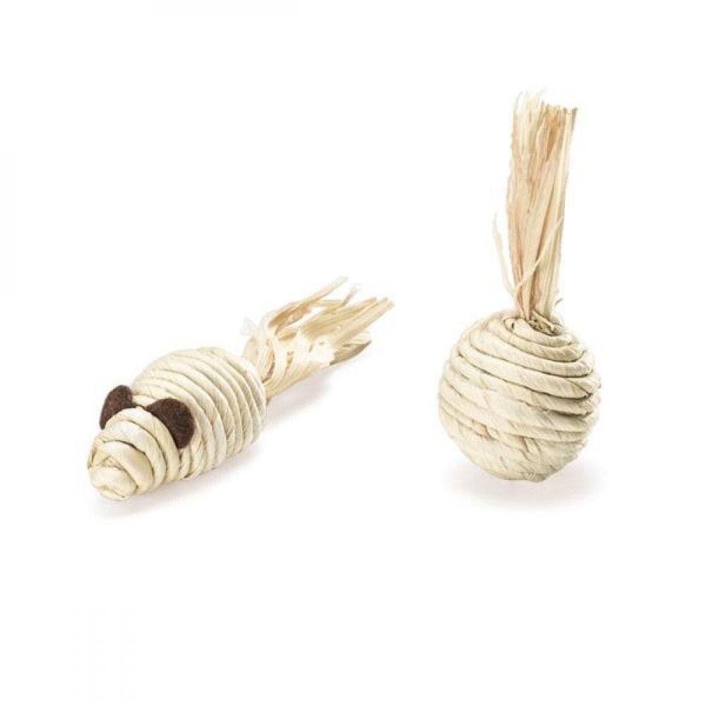 Conjunto Ratinho e Bolinha para Gatos - Fibra Natural - PP124