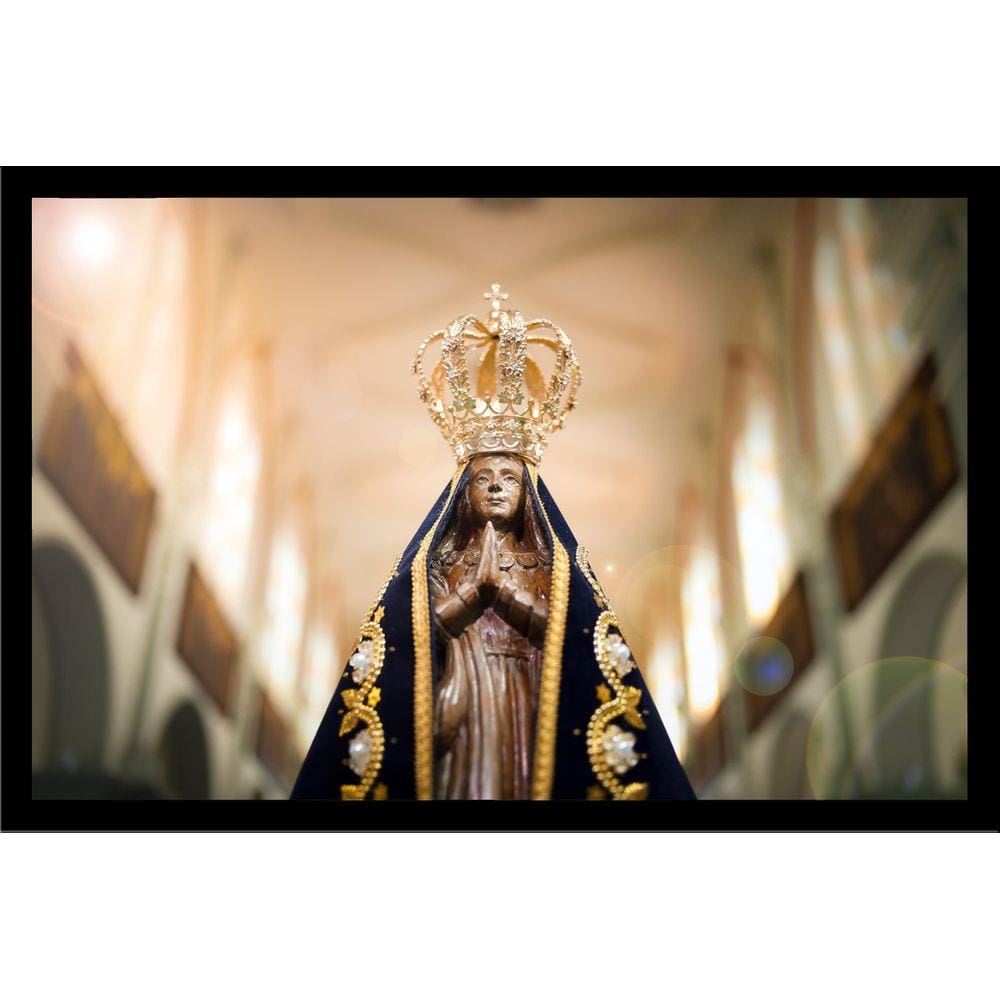 Quadro Decorativo Religioso Nossa Senhora Aparecida 40x55cm com moldura e vidro