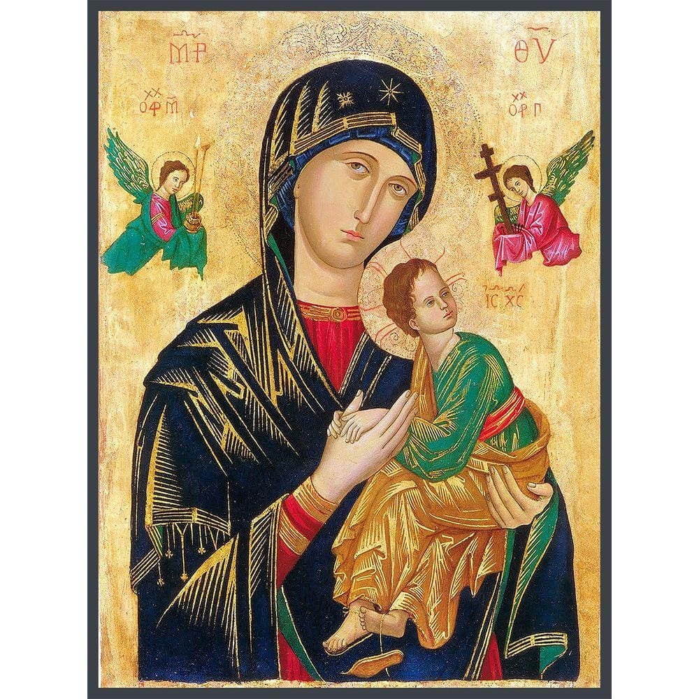 Quadro Decorativo Religioso Nossa Senhora do Perpétuo Socorro 30x40cm com moldura e vidro