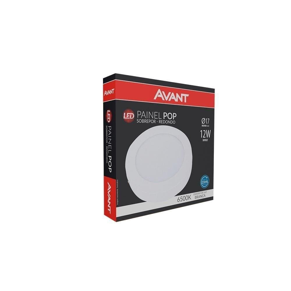 Plafon Painel Avant Led 17cm Redondo Sobrepor 720 Lumens 6,5K 12W Bivolt