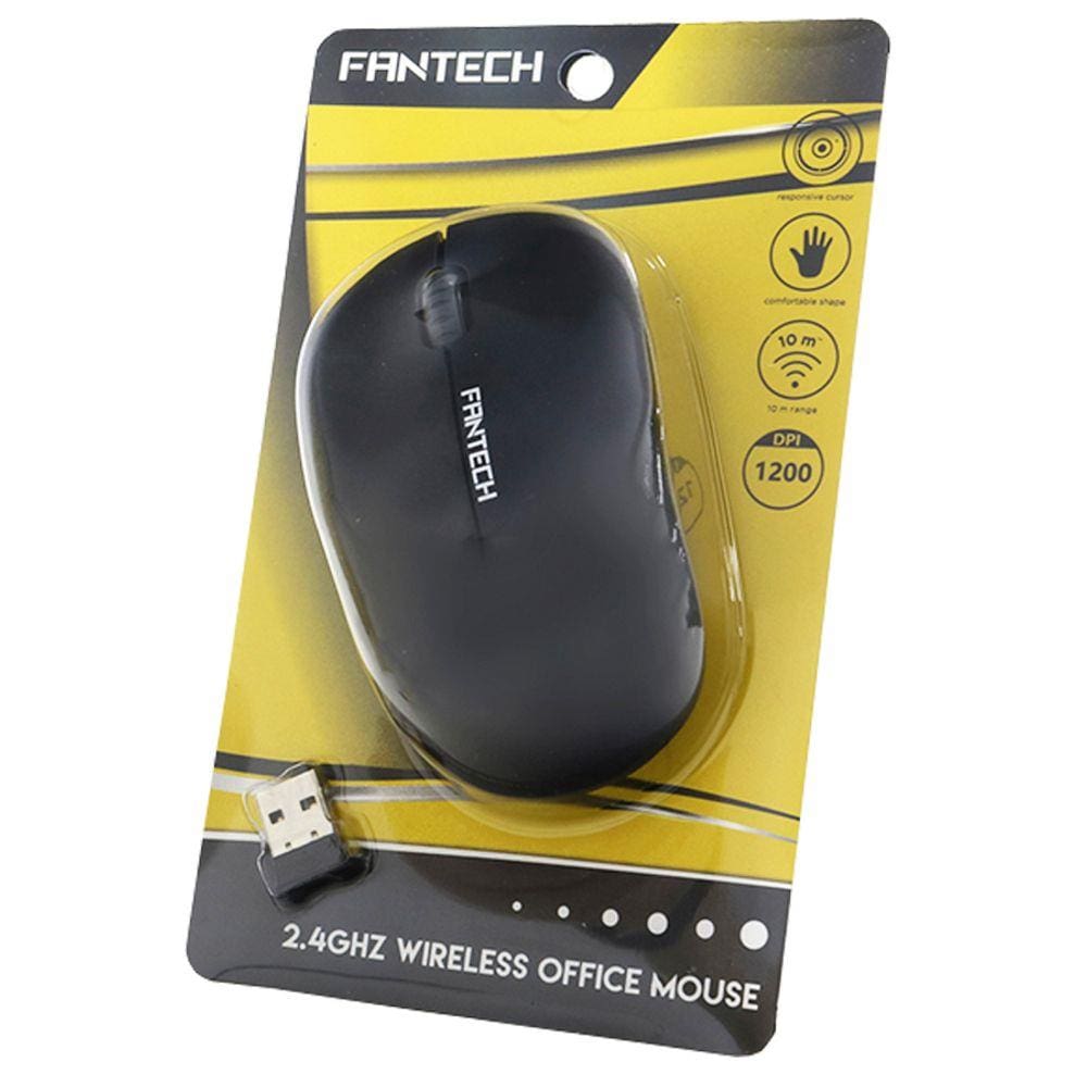 Mouse Sem Fio Fantech Forma Confortável W188 Preto 1200DPI