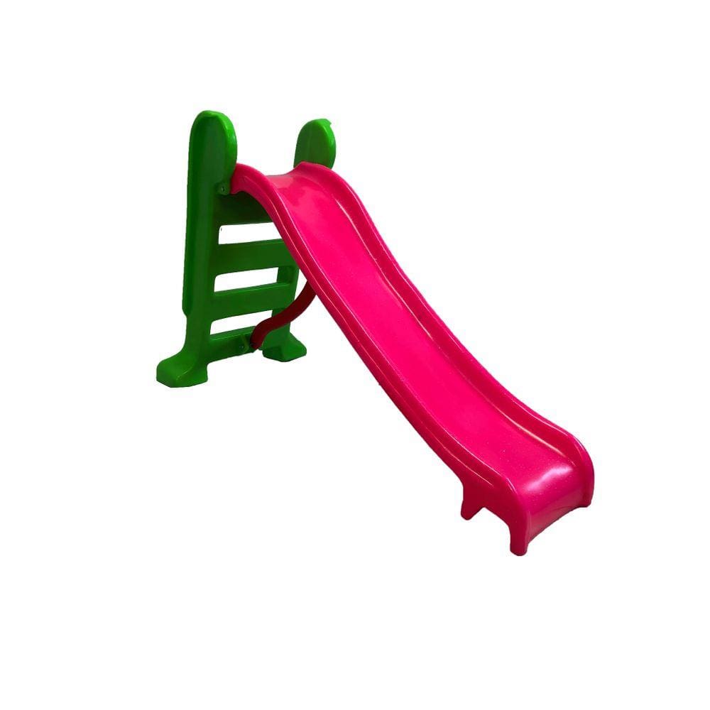 Escorregador Infantil Plástico - Médio 3 Degraus Rosa co Verde