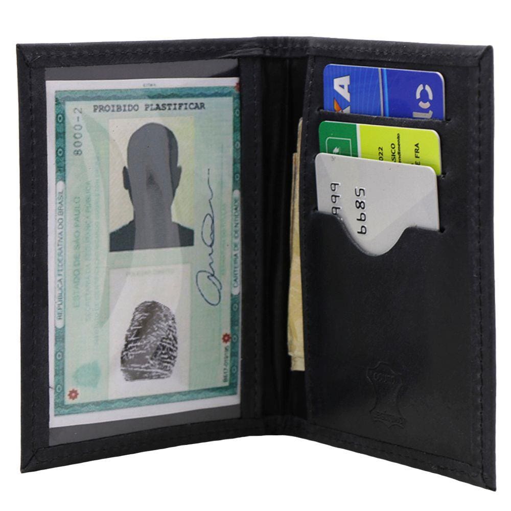 Carteira Masculina Slim Couro Legítimo Porta Rg Porta Cartões Preto