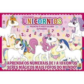 Unicórnios: Aprenda os Numerais - Prancheta para Colorir