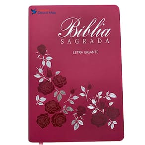 Bìblia Sagrada Letra Gigante NAA Capa Com Índice Flor Pink