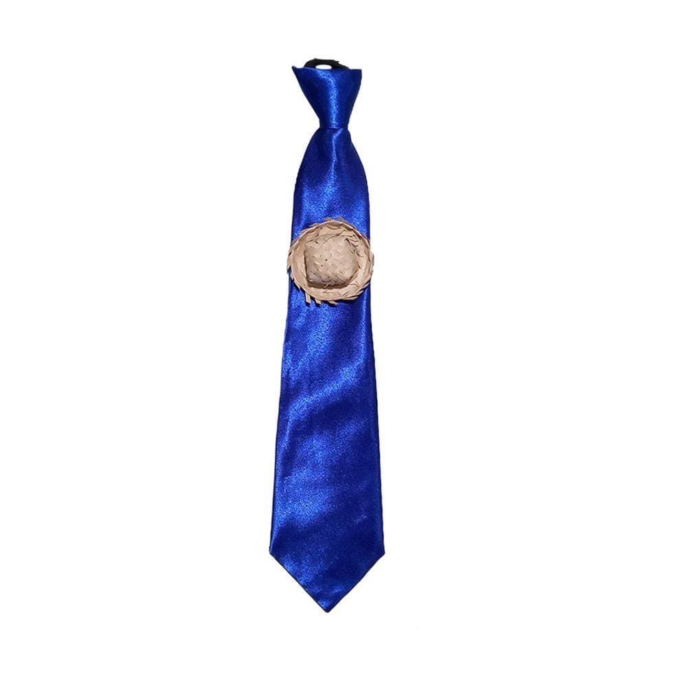 Gravata Junina com Chapeuzinho de Palha - 35cm