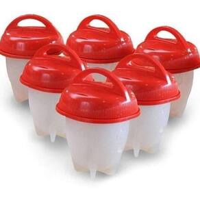 Kit 6 Formas Copo Silicone Egg Boil Pote Para Cozinhar Ovos