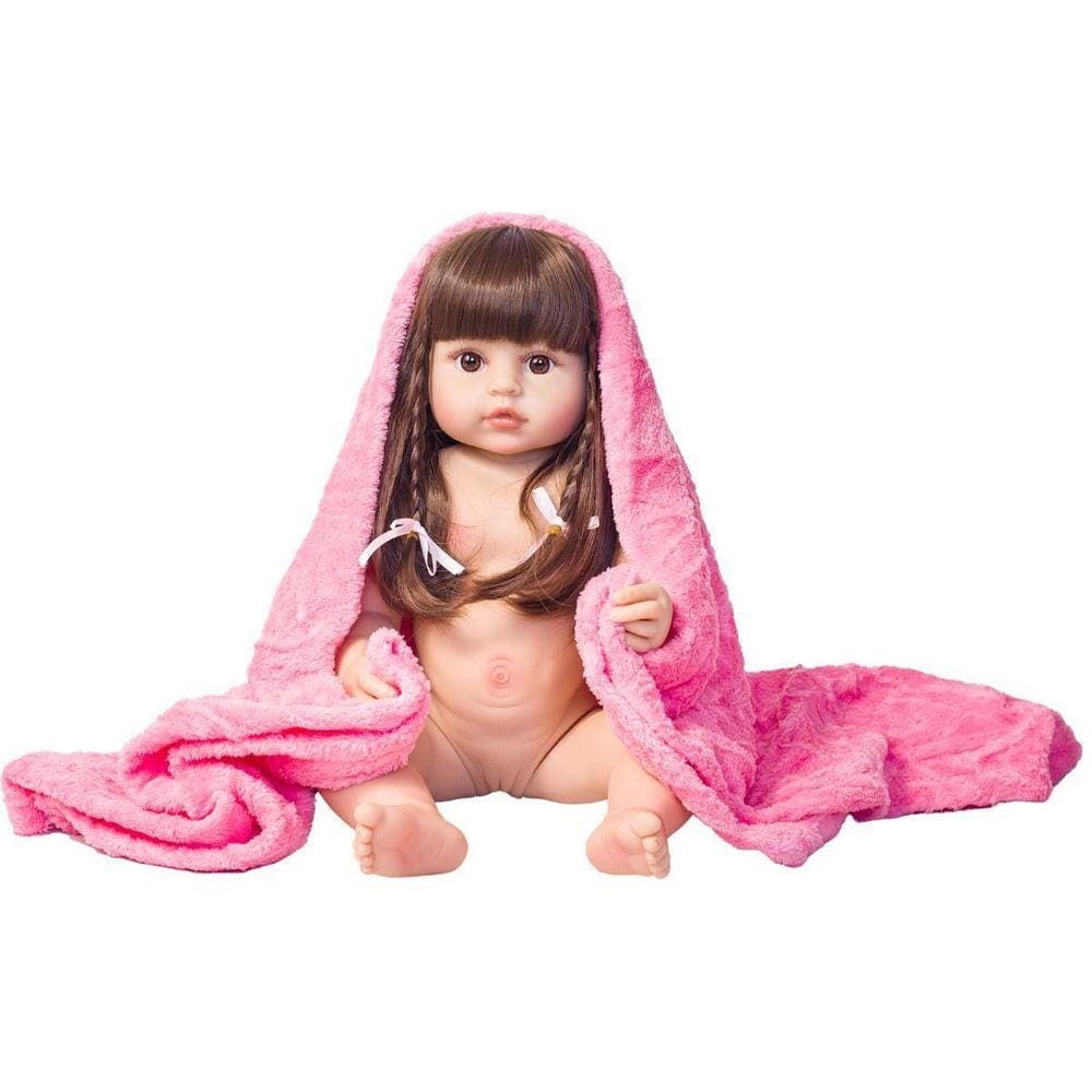 Boneca bebe reborn corpo todo silicone 55 cm roupa sereia realista