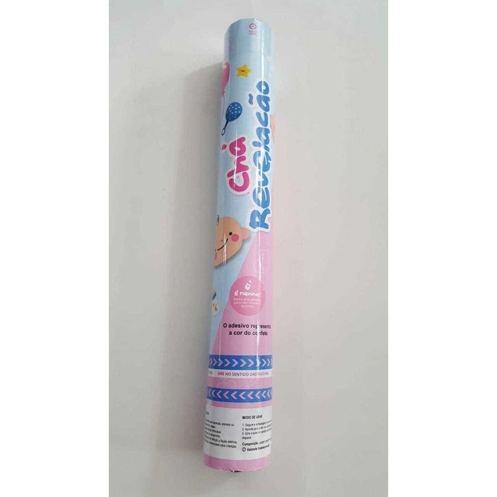Lança Confetes Chá Revelação - 40 Cm - Rosa Ou Azul - 1 Unidade