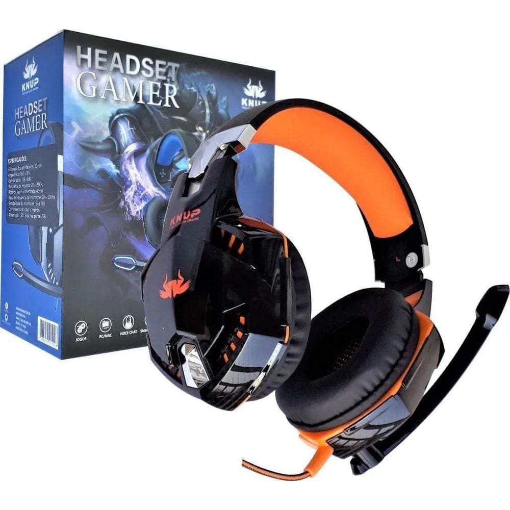 Headset Gamer Knup Kp-455A Laranja
