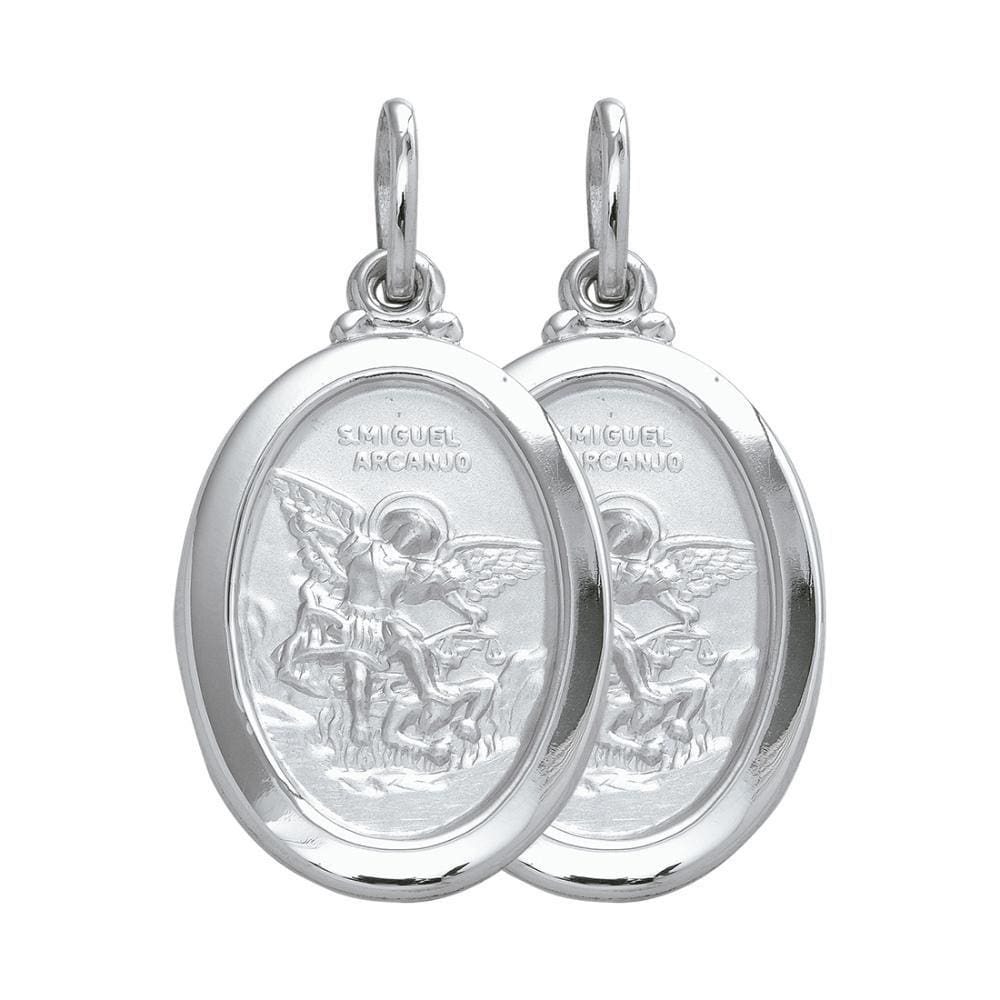 Pingente Aço São Miguel Arcanjo Oval 16x8mm