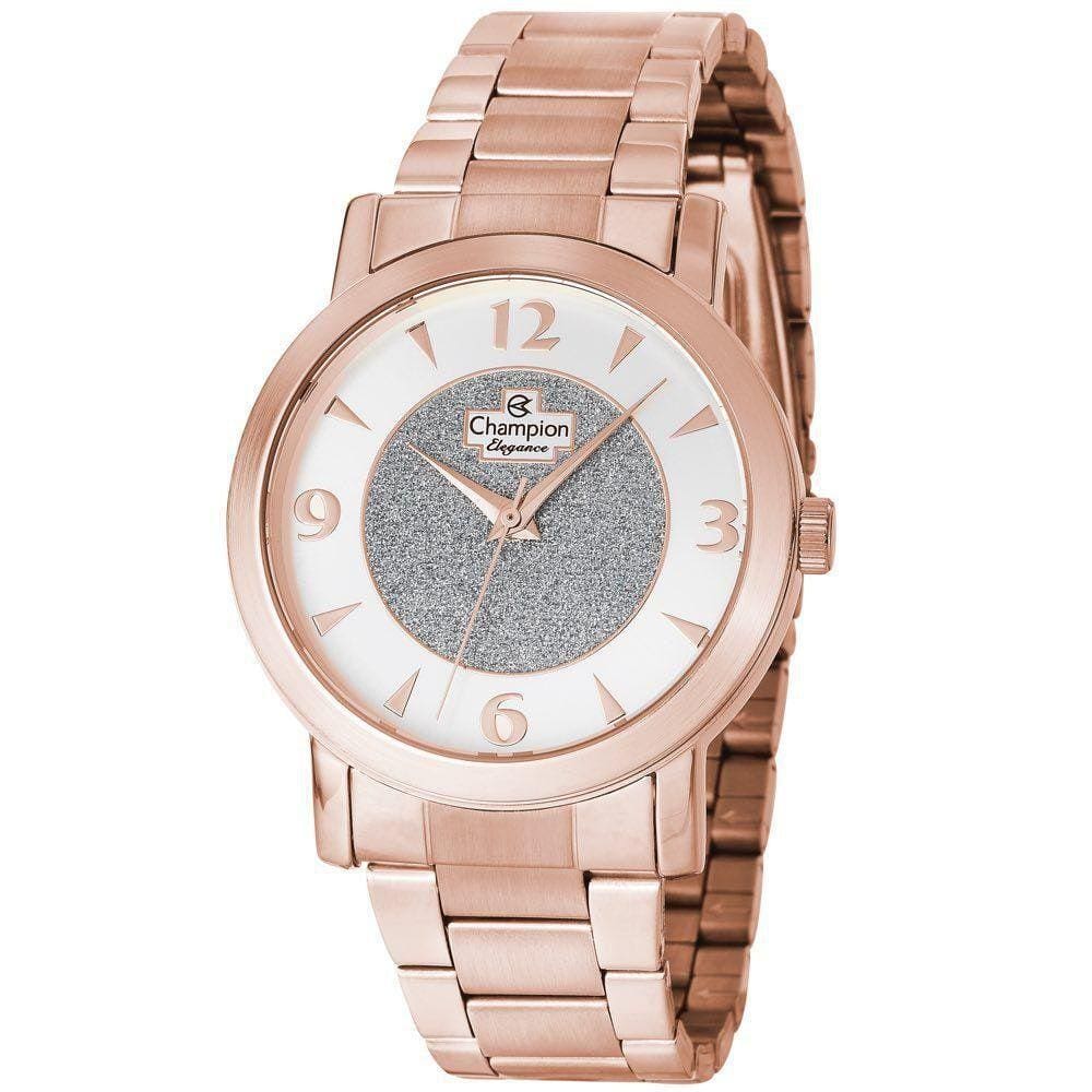 Relógio Feminino Champion Social Médio Dourado Rosê Cn25136Z