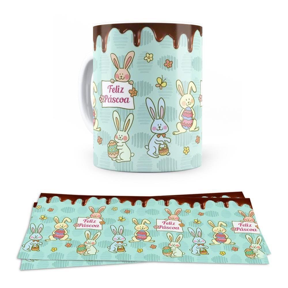 Caneca Ceramica Feliz Pascoa Chocolate