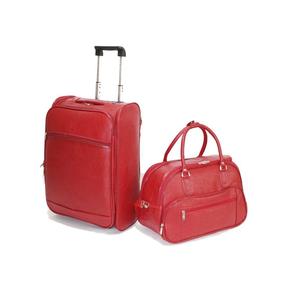 Kit Mala de Viagem de Bordo Quadrada Material Sintético Liso