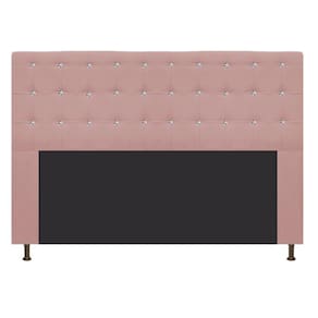 Cabeceira Estofada Dama 140 Cm Casal com Strass Suede Rosê