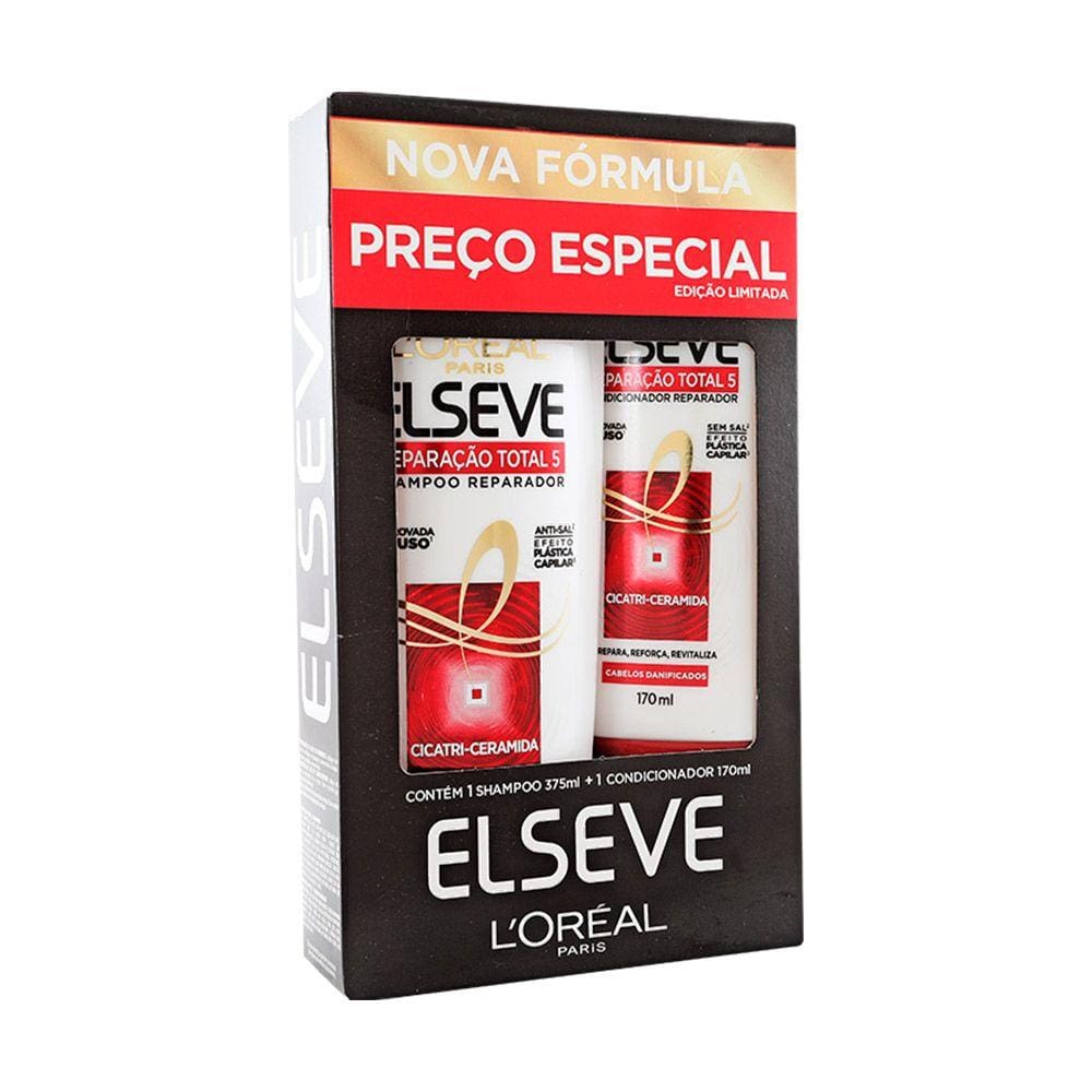 Kit Elseve Shampoo 375ml + Condicionador Reparação T5 170ml