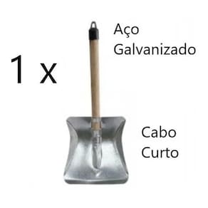 Pá De Lixo Metal Metálica Aço Galvanizado Cabo Curto