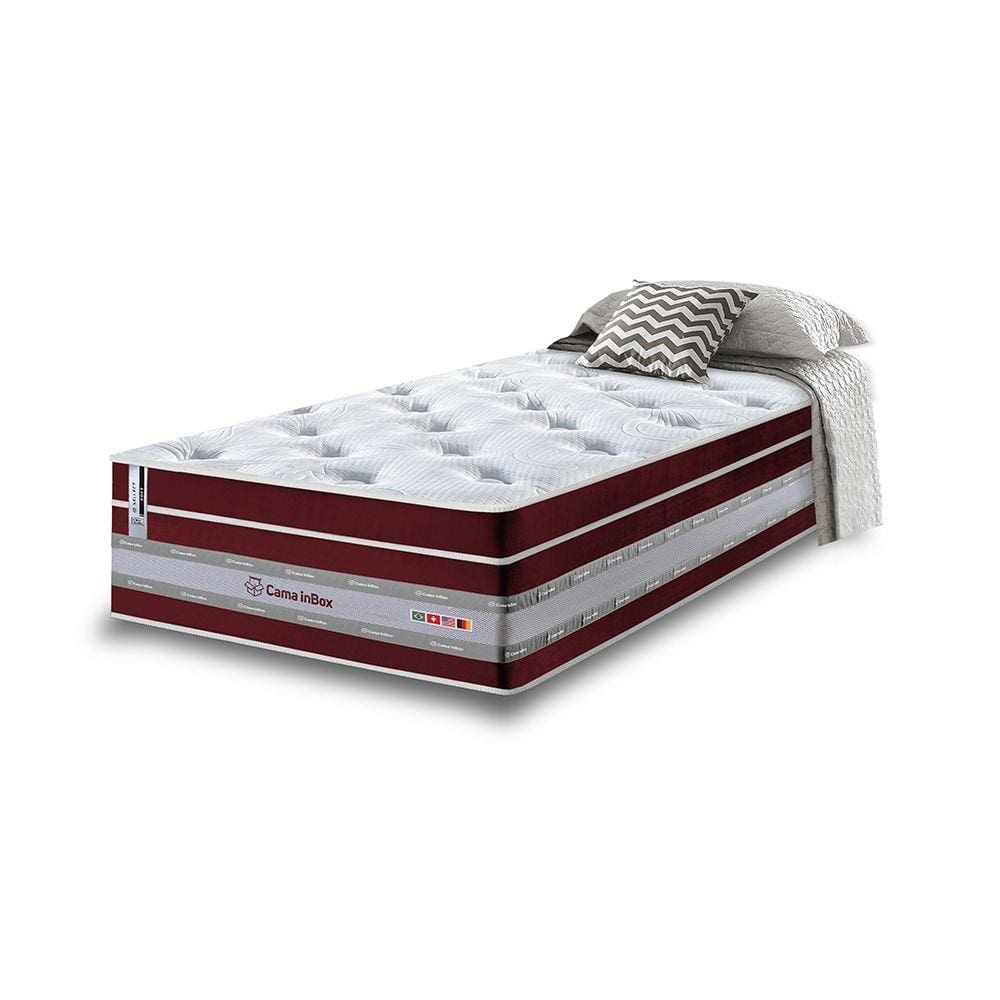Colchão Solteiro de Molas Ensacadas Cama inBox Select Euro Soft 88x188x32 Vinho