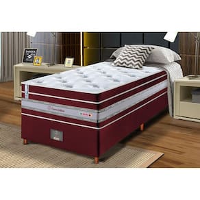 Conjunto Cama Box Solteiro de Molas Ensacadas Cama inBox Select Euro Soft 88x188x71 Vinho
