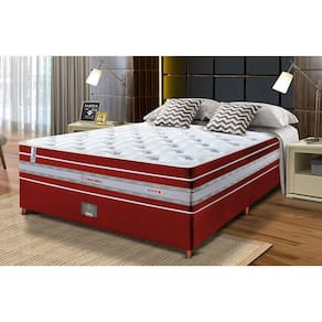 Conjunto Cama Box Casal de Molas Ensacadas Cama inBox Select Euro Soft 138x188x71 Vermelho