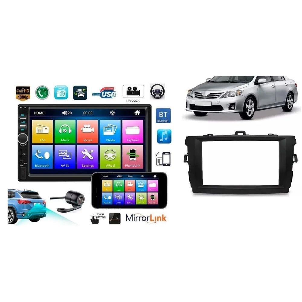 Central Kit Multimidia Moldura Camera Corolla 2008 2009 2010 2011 2012 2013 2014