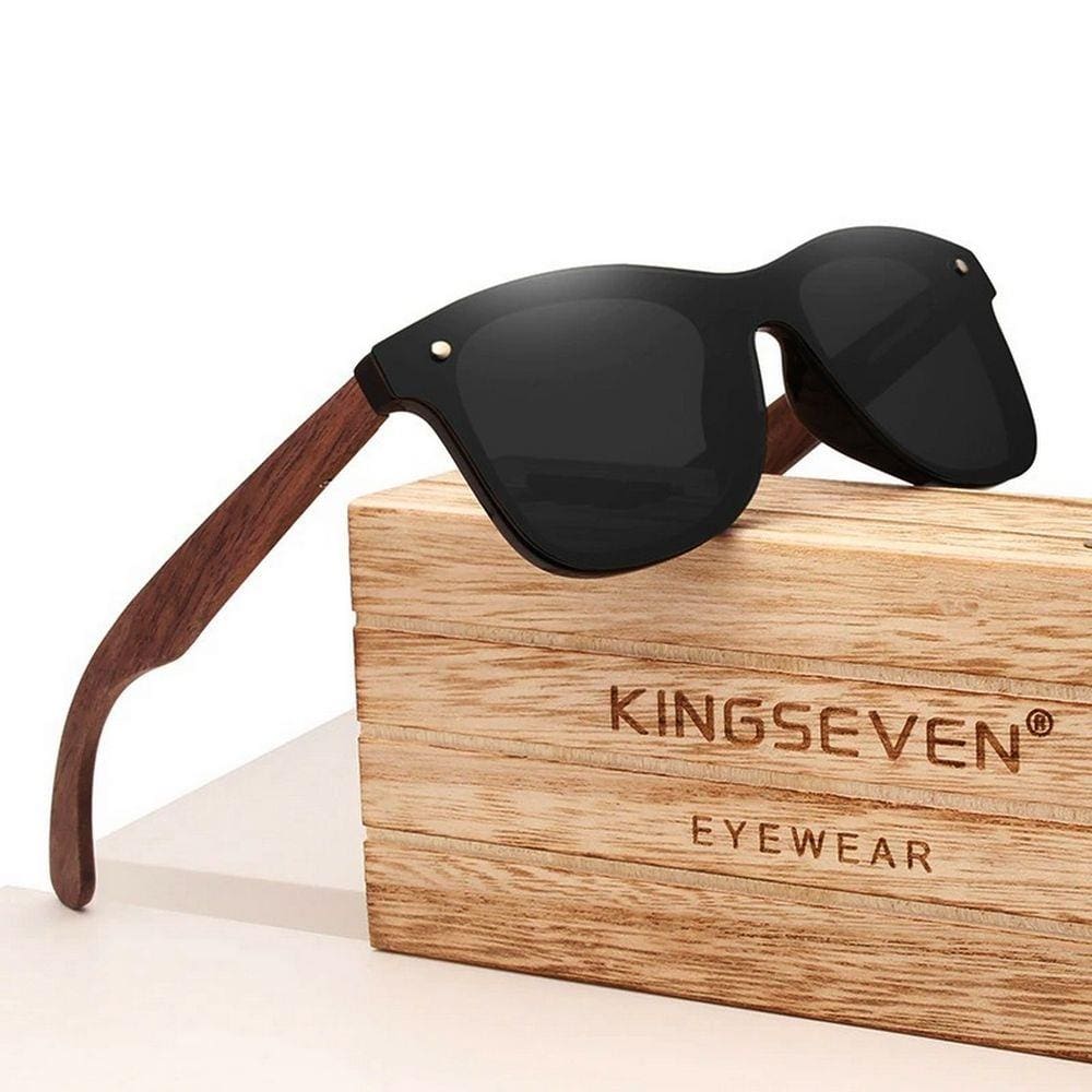 Óculos de Sol Masculino Artesanal Bambu Kingseven Proteção Polarizados UV400 Espelho