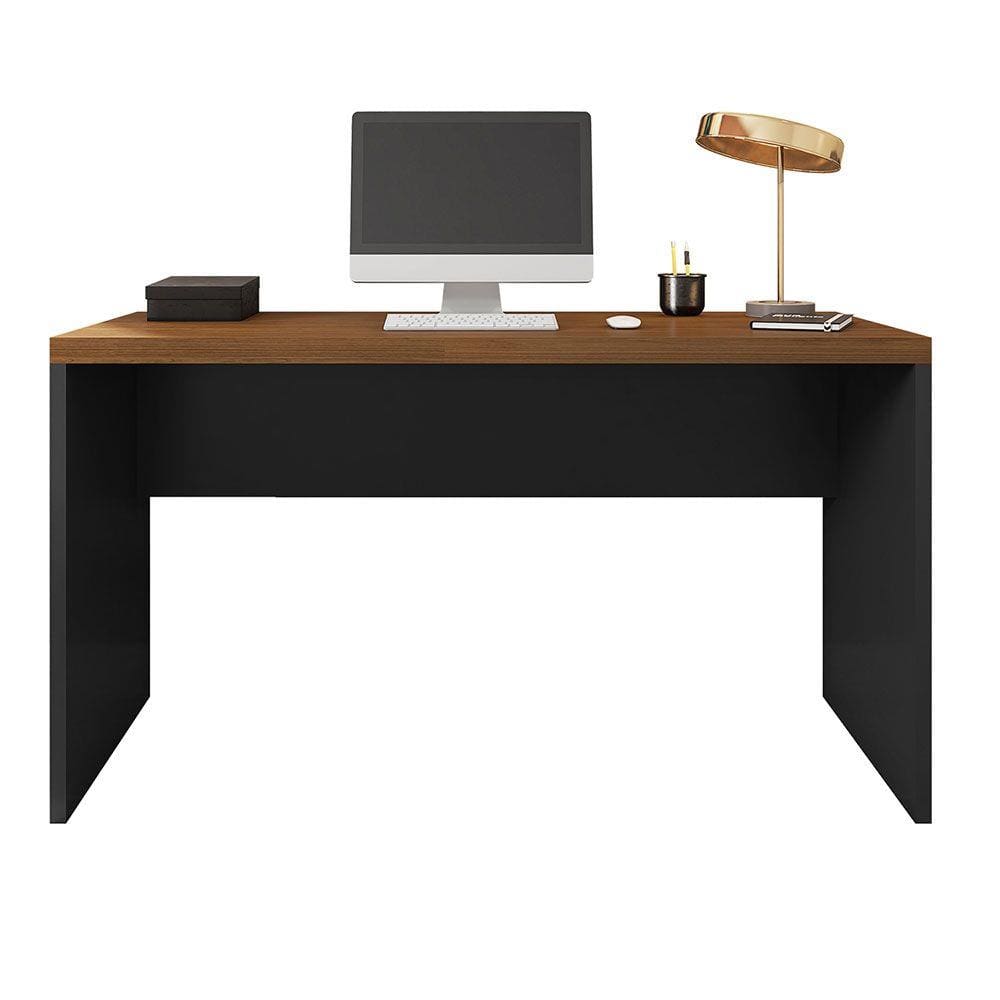 Mesa de Computador Studio 1300 Nogueira Caiena/Preto Caemmun Móveis
