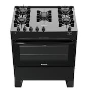 Fogão 5 Bocas à Gás Atlas Mônaco Top Glass Mesa de Vidro Preto Bivolt