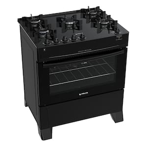 Fogão 5 Bocas à Gás Atlas Mônaco Top Glass Mesa de Vidro Preto Bivolt
