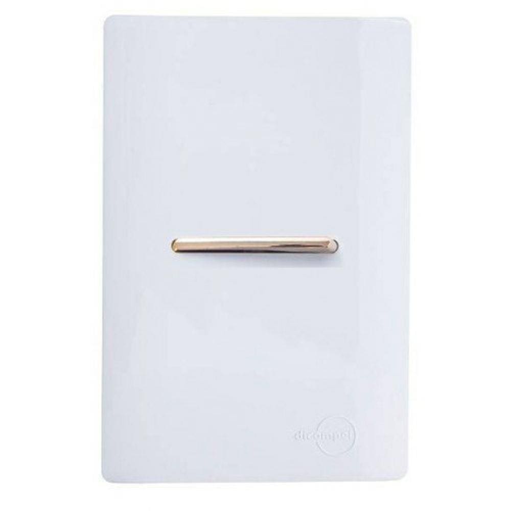 Cj Interruptor Simples Horizontal Com Suporte 4X2 - Dicompel Novara Branco Gold - Dnv1200/2Brgd