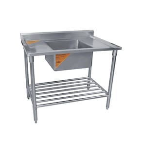 Pia inox 1 m com uma cuba 45x45x25 cm e prateleira gradeada
