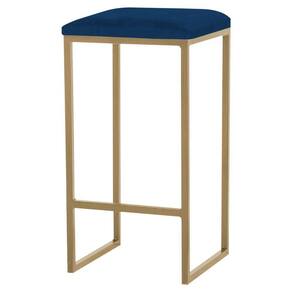 Banqueta Billie Base Gold Veludo Azul Gran Belo