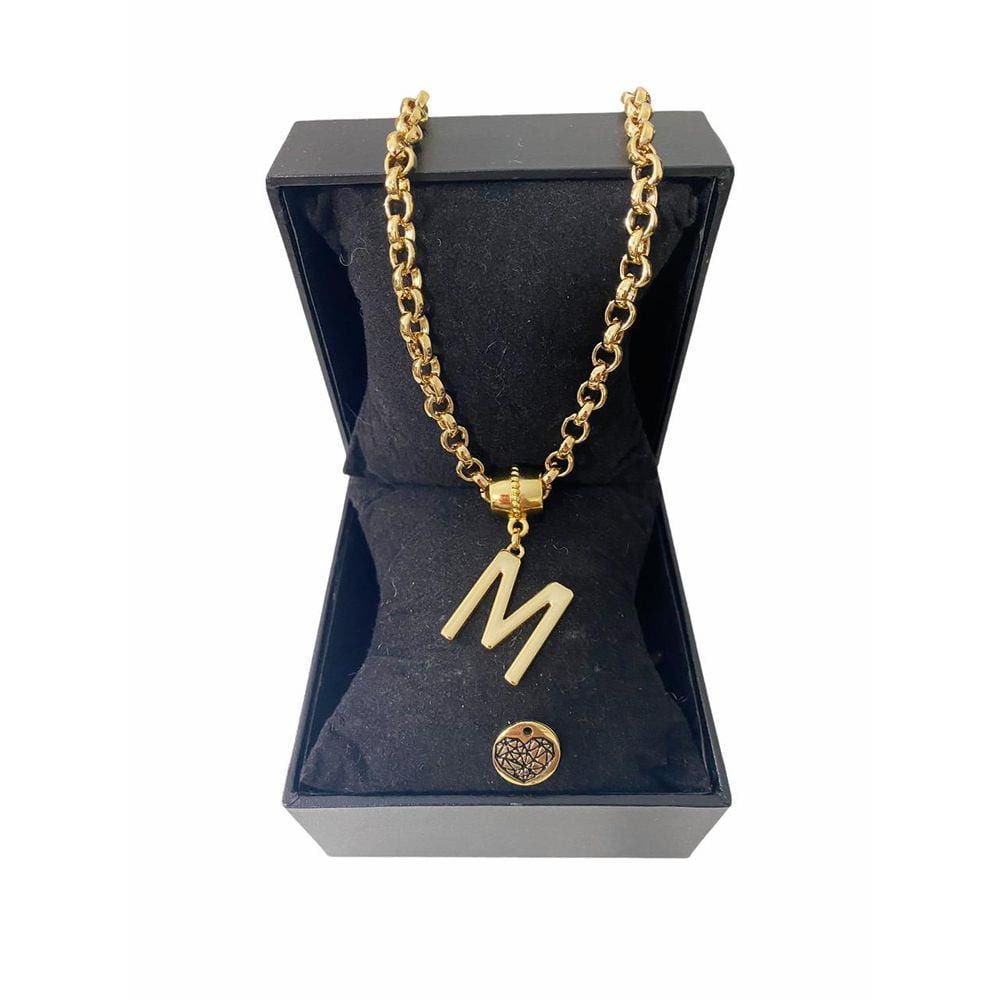 Colar Feminino Elo Português Grosso 6mm Letra "M"